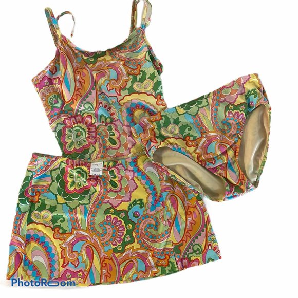 Lands' End Other - Land’s End 3Pc Swim Bathing Suit Pastels 12